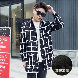 1611B-F01厚款-P40冬款加绒加厚风衣S-XXL秋冬青少年中长款厚衣图片