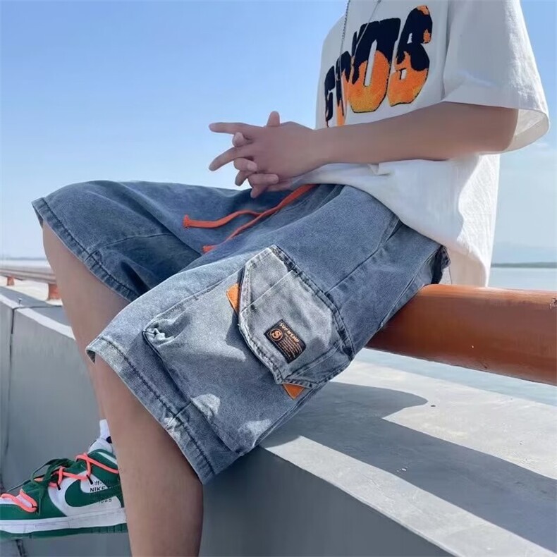 工装牛仔短裤男士夏季款休闲中裤男宽松五分裤子男款N209,男装牛仔裤,星座1116A-1（原606A）