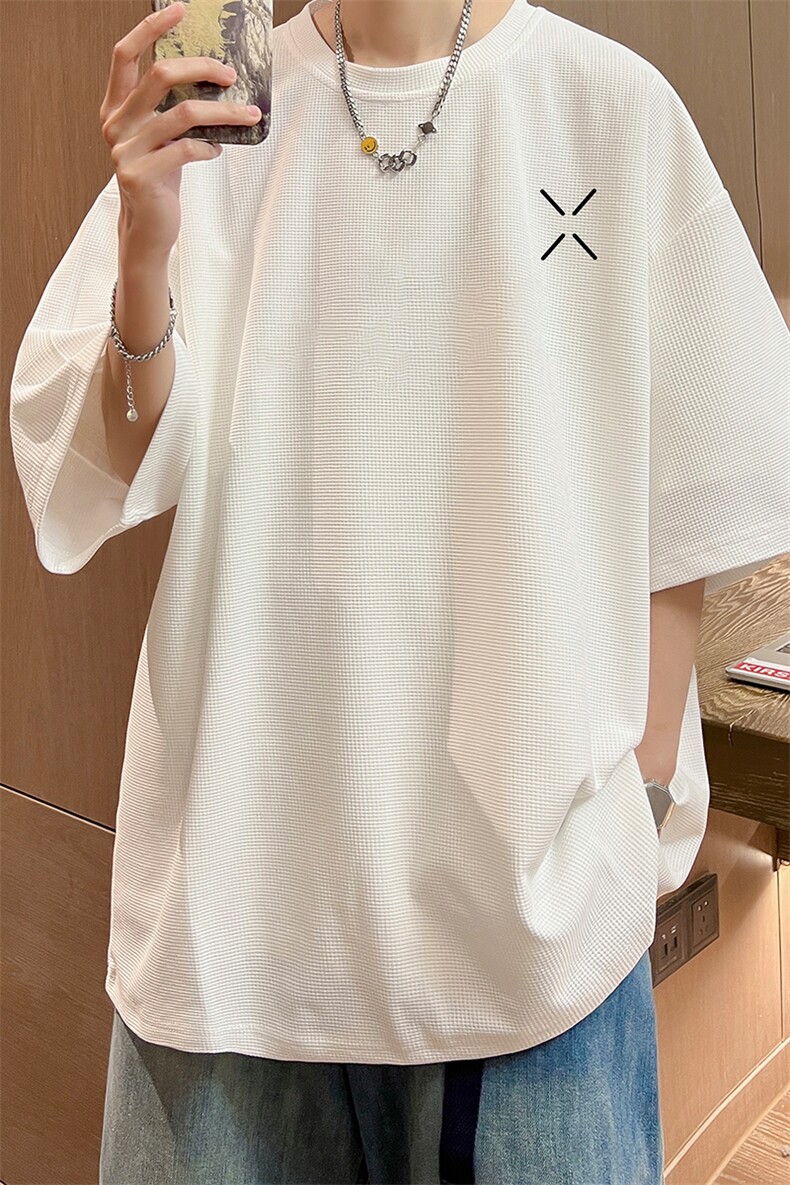 华夫格t恤男短袖男大码五分袖酒店风HT73305-P22,男装T恤,电商A040