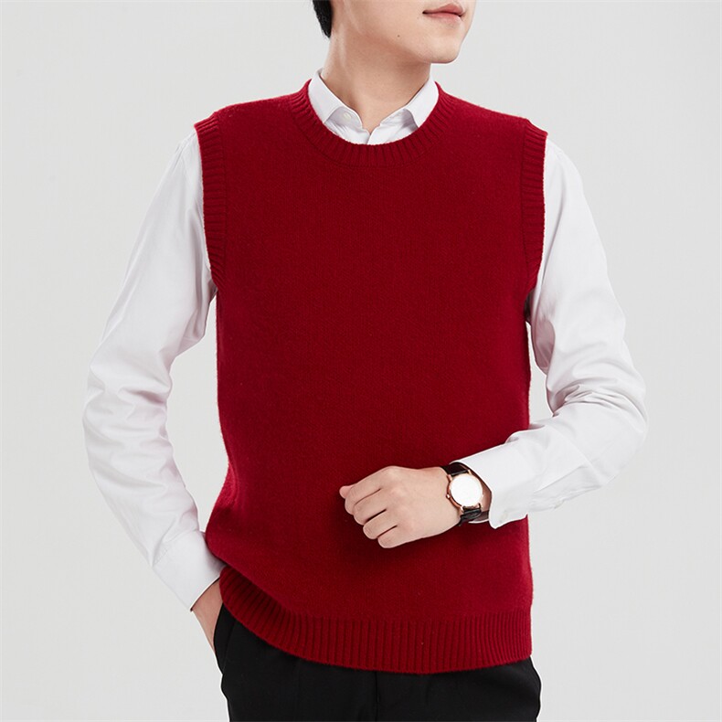 2024年秋季圆领套头时尚都市时尚纯色马甲男装，男装背心/马甲，牧绒家园高端店