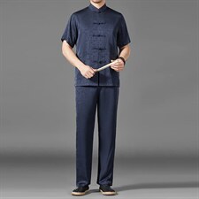 中老年男棉麻短袖中式唐装男风夏季亚麻套装MJ7225-P105，男装民族服装，星座1105-3