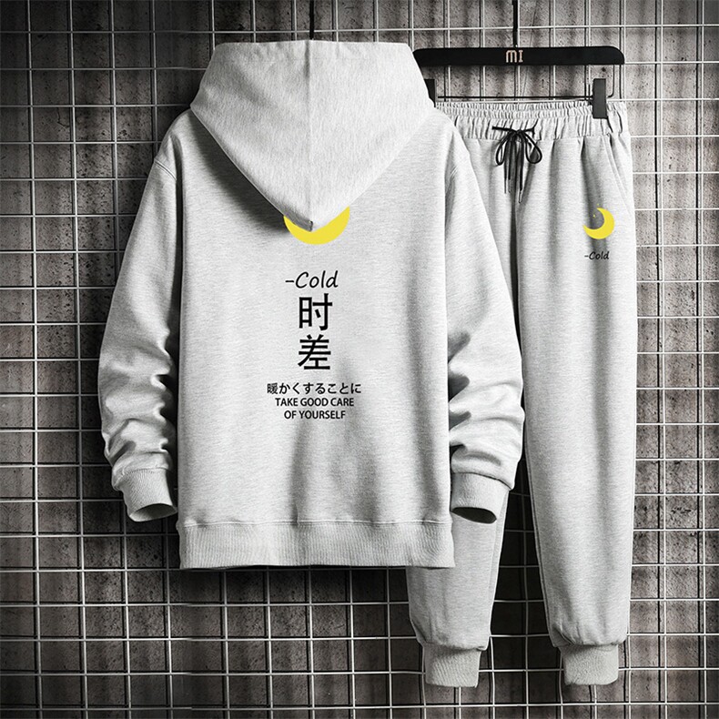 TK6047-P85 开衫连帽卫衣套装男运动套装两件套 网格挂拍图片