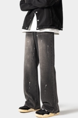 2024春季新款无影墙大码美式泼墨牛仔裤M-5XGK24098-P55，男装牛仔裤，电商A022