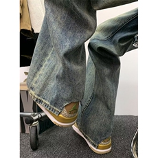 水洗做旧牛仔裤男美式高街痞帅潮牌宽松直筒阔腿休闲裤70233-p45，男装牛仔裤，星座1008