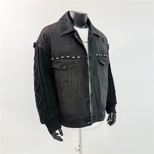 2025新款男士冬牛仔针织拼接羽绒服外套D213-6277-P430