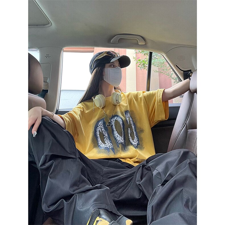 B221美式ins街头hiphop刺绣宽松褶皱休闲裤子LK23123-P60控78,男装休闲裤,电商B221