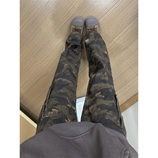 美式水洗迷彩微喇牛仔裤男夏季潮牌宽松vibe显腿长多口袋工装裤子，男装牛仔裤，电商B221
