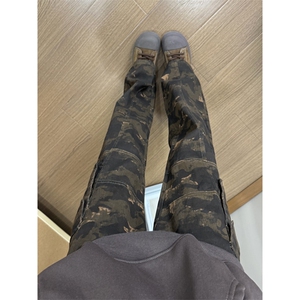 美式水洗迷彩微喇牛仔裤男夏季潮牌宽松vibe显腿长多口袋工装裤子图片
