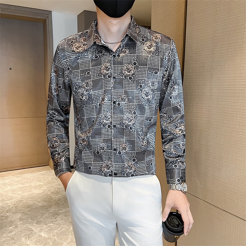 秋冬社会小伙店主风男士长袖印花长袖衬衫301A-1/CS602/P55,男装衬衫,星座301A-1