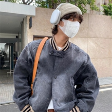 JK8948-P75秋cleanfit美式复古宽松水洗牛仔外套短款棒球服夹克，男装工装外套，电商B323A
