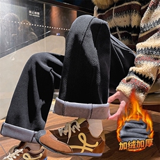 秋冬季加厚防风抗寒休闲裤子宽松阔腿运动卫裤Z2602-P40/加绒P50，男装休闲裤，星座509