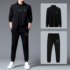 中老年套装男春秋季2023年新款中年爸爸休闲运动服男士夹克两件套，男装休闲套装，电商B212（原钱塘6029）