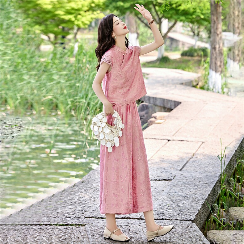 2026年夏季新中式套装提花面料,女装套装/套裙,贵人树