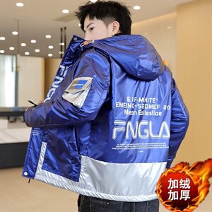 冬季亮片羽棉服男模特加厚夹克保暖外套工装棉衣灰869加绒图片