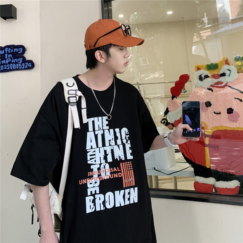 夏季大码中性风青少年百搭宽松t恤短袖半袖体恤潮A422-1-DT10-P28,男装T恤,电商A422-1
