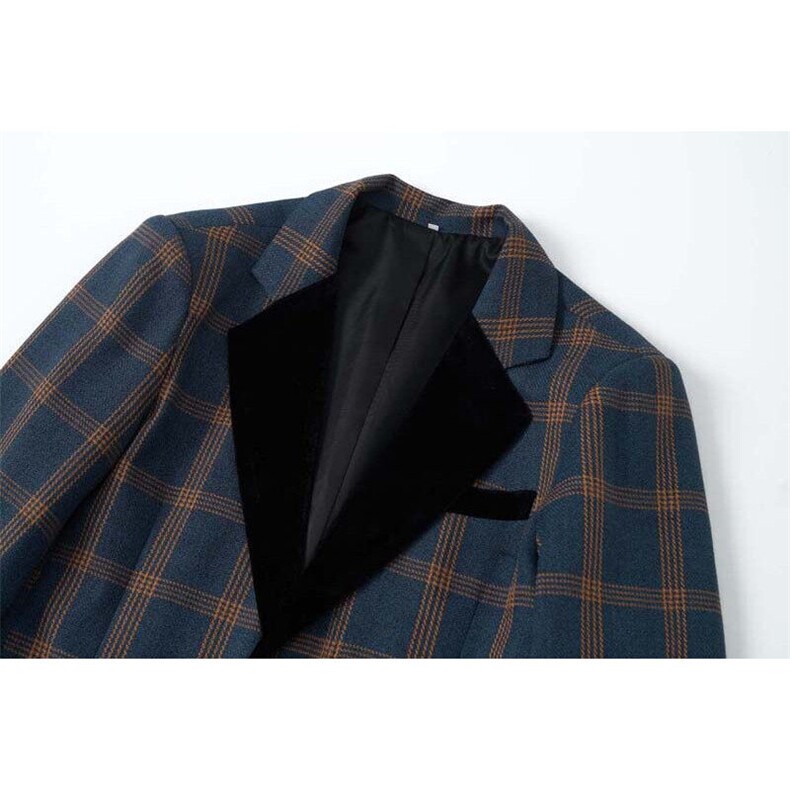 西装男休闲韩版潮流格纹拼接西服外套XZ402-2-XW03-P95控138,男装西服,星座402-2