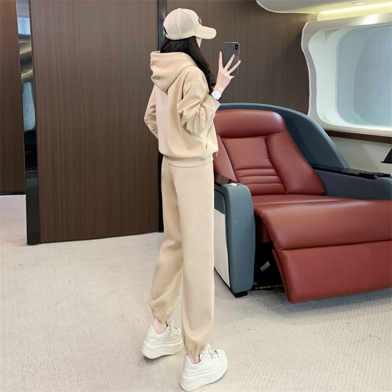 女春秋韩版时尚洋气潮牌连帽卫衣跑步套装,女装套装/套裙,江南