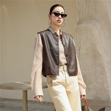 【春季女装新款】大量现货时尚百搭短款皮衣马甲外套，女装皮衣，缘衣格