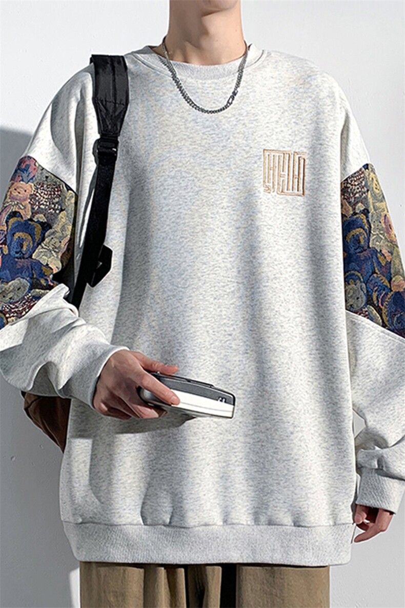 2026春季新款光影墙大码320克华棉刺绣卫衣M-5XHW23675-特P35,男装卫衣,电商A022