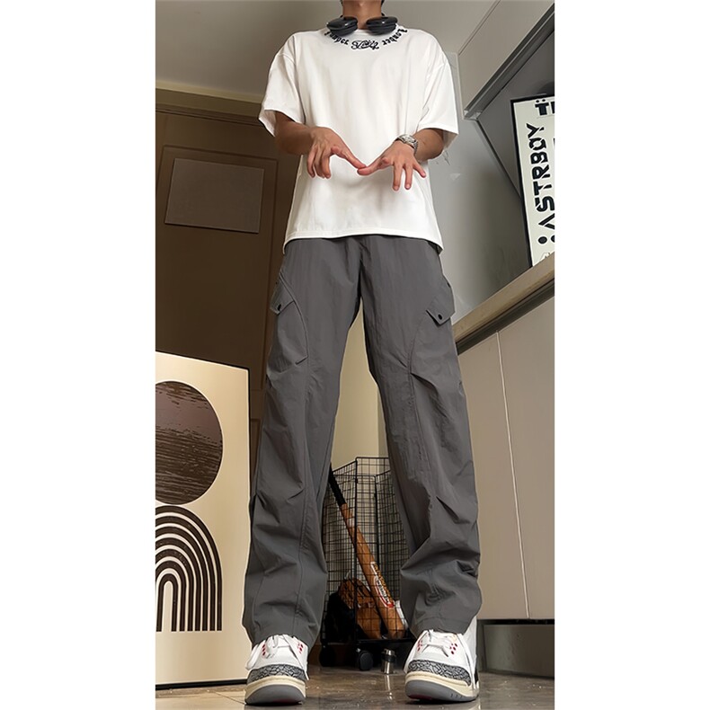 特批30夏季新款潮牌高级休闲工装男长裤锦纶,男装工装外套,电商基地A086