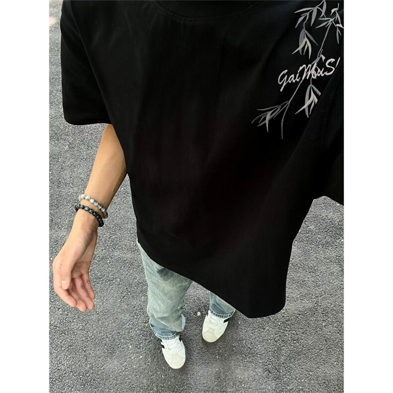 网图有货原创新中式风刺绣男短袖T恤夏季宽松情侣上衣A413-P35，男装T恤，星座1505