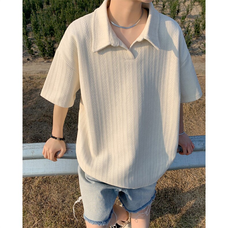 ！2026夏季新款男士肌理感短袖T恤翻领麦穗半袖T2502特P36图片