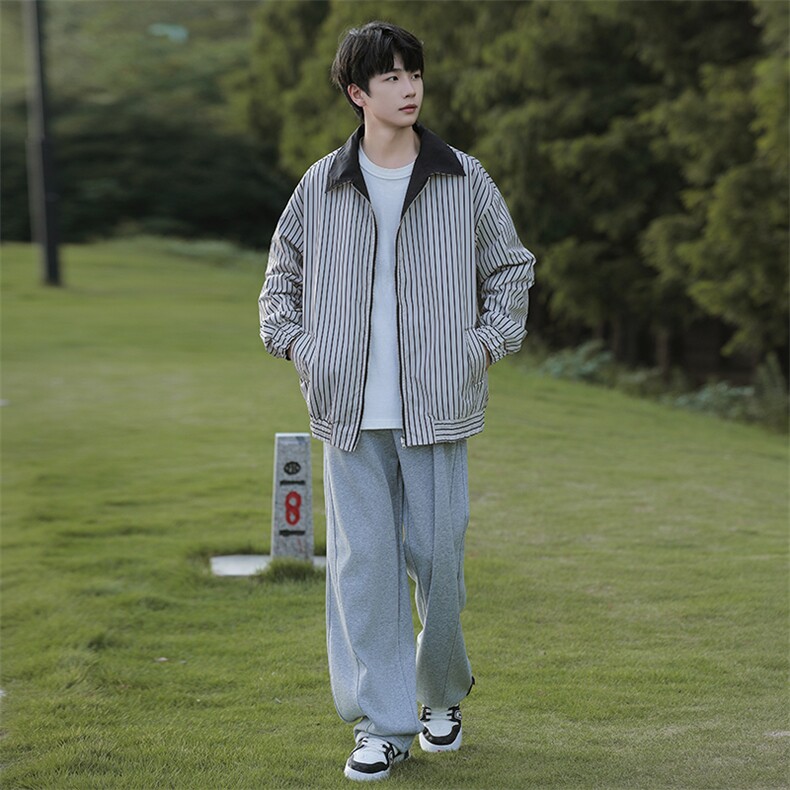 2025秋两面穿条纹外套男大码休闲夹克JK92P65,男装夹克,电商C323