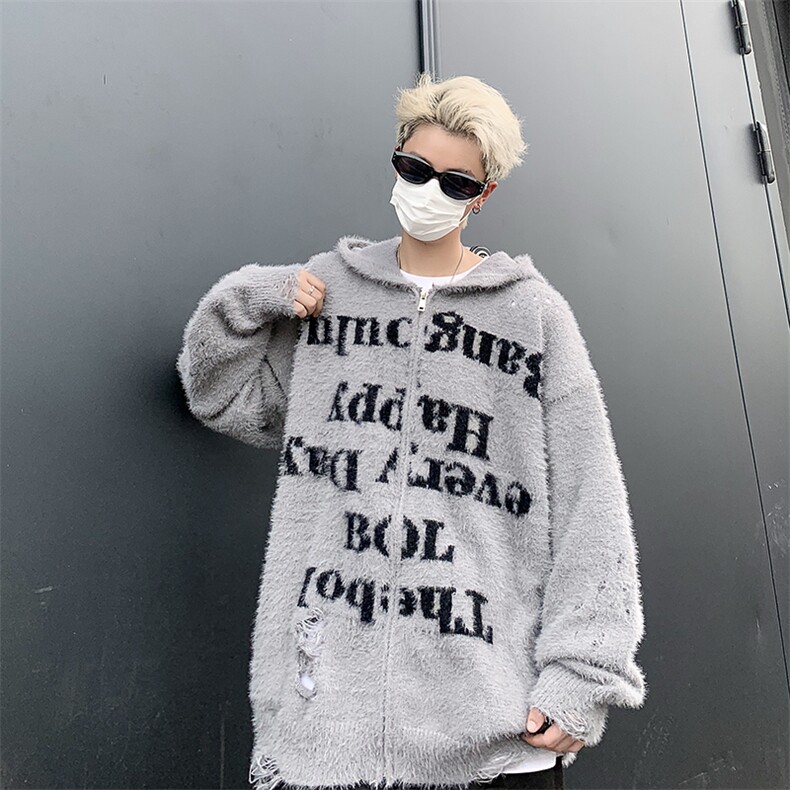 B316P62秋冬男生宽松休闲开衫毛衣外套日系休闲男生外套水貂毛,男装针织衫/毛衣,星座512-6