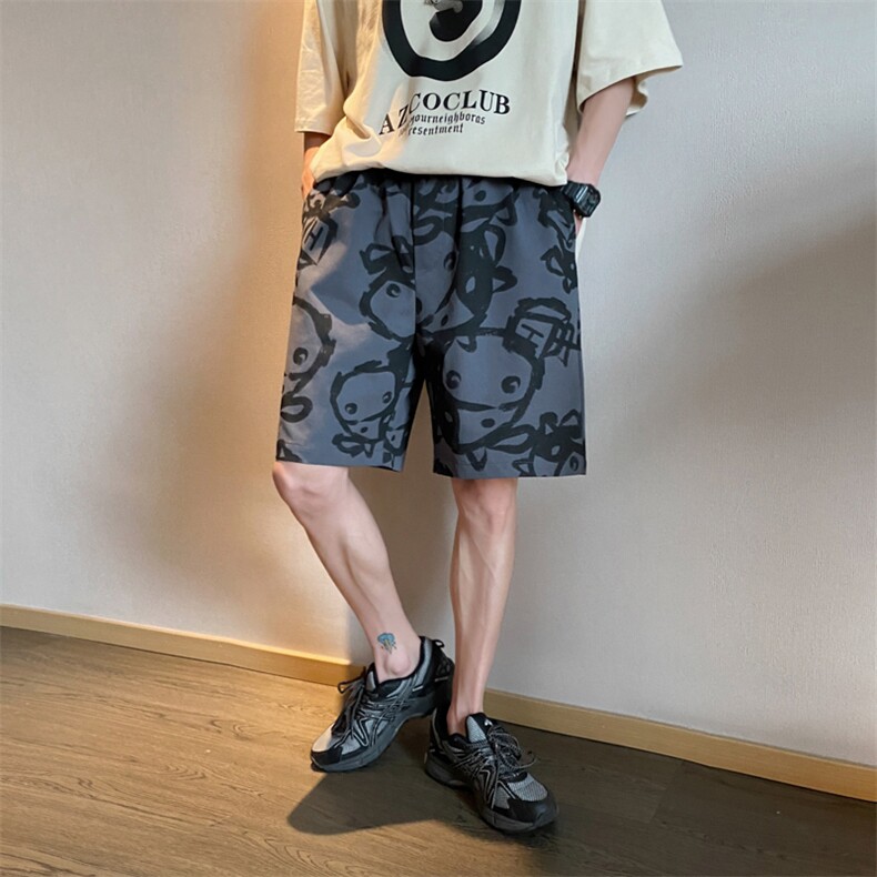 高转化！夏季冰丝宽松短裤男港风五分裤休闲裤DK2002-特P19控38,男装牛仔裤,电商B370