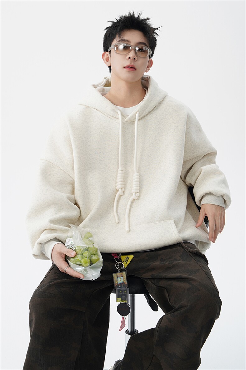 GENIOLAMODE粗绳设计连帽卫衣男美式cleanfit多巴胺秋冬重磅外套,男装卫衣,电商D206-1