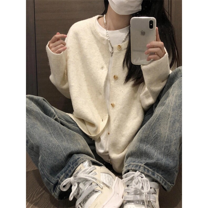 【有货】MY2403LL-特P58 cleanfit米白色开衫针织衫毛衣外套图片