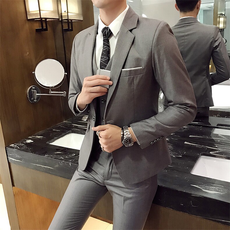 【常年供货】单扣西服马甲裤子三件套职业装大货主推款XF701P145,男装西服,星座613B