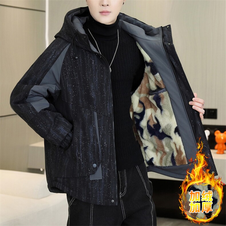 秋冬男式加绒加厚夹克男时尚派克服加厚棉衣男外套MY8650-P93,男装夹克,星座310B-3
