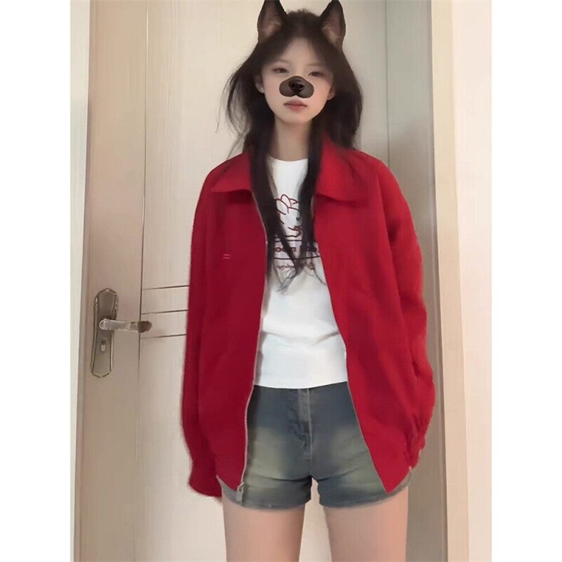 春季新款港风美式vibe潮流短款男女红色哈灵顿夹克外套JK1426-P85,男装夹克,星座313A(原308A-2)