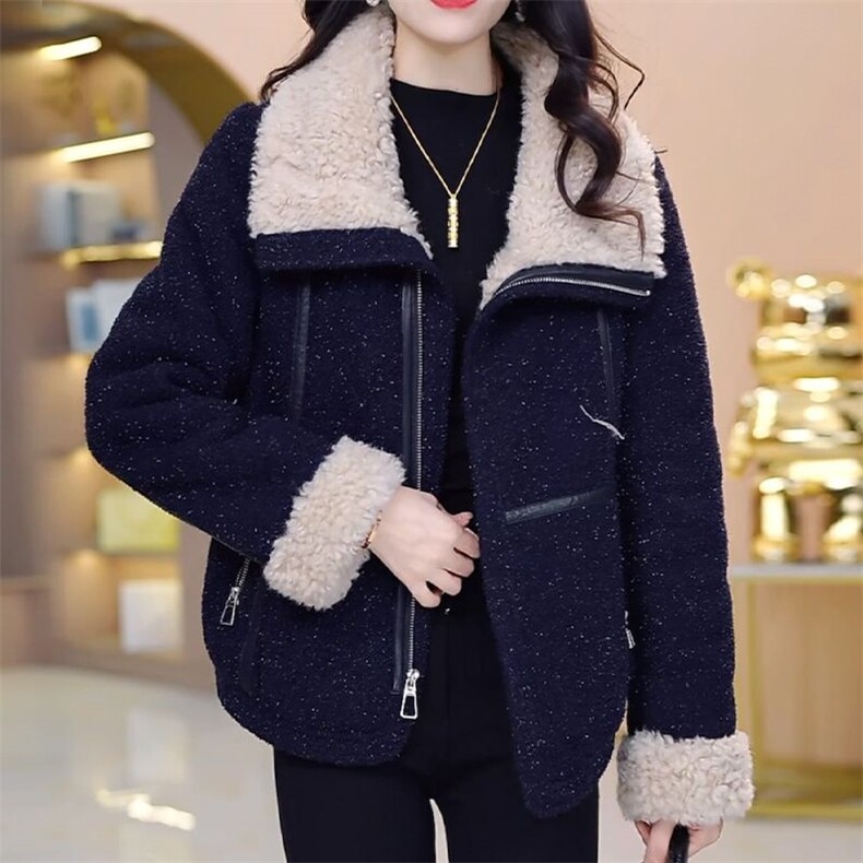 【大货已出】加绒加厚保暖修身显瘦上衣女时尚小香风短款外套女,女装皮草,韩蔻秀