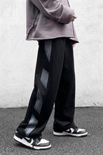 秋冬季印花拼接ins潮流拖地裤青少年大码款宽松休闲长裤K802P50,男装休闲裤,电商A073