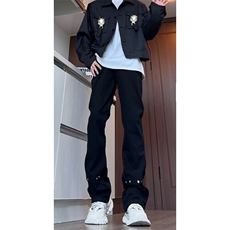 美式ins高街hiphop微喇铆钉牛仔裤货号K2435P50控68，男装牛仔裤，电商A063