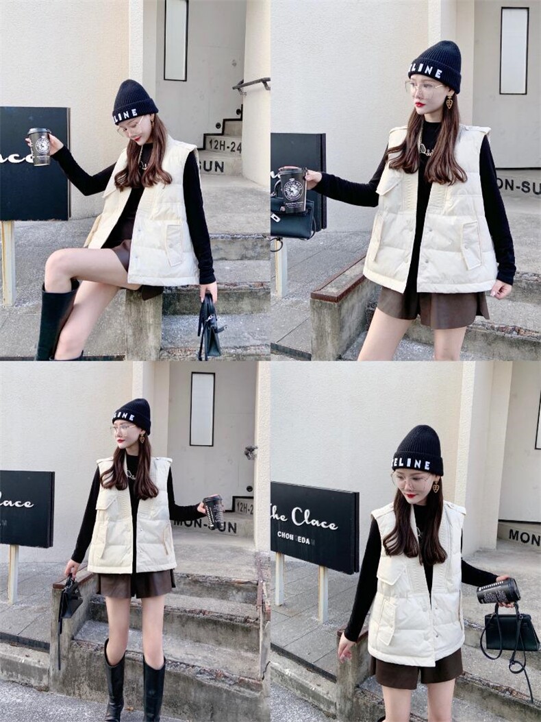 和尚领羽绒马甲，女装马甲，柳梢青