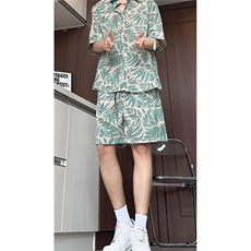 1短袖衬衫男+短裤男套装男聚酯纤维M-5XL大码TZ78707P50控98，男装牛仔裤，星座226-2