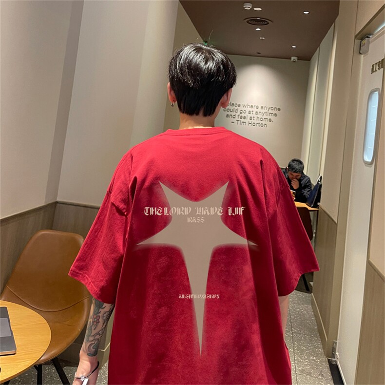 特P19控38230g重磅纯棉灌篮高手印花港风短袖t恤男DT3133,男装T恤,电商B370