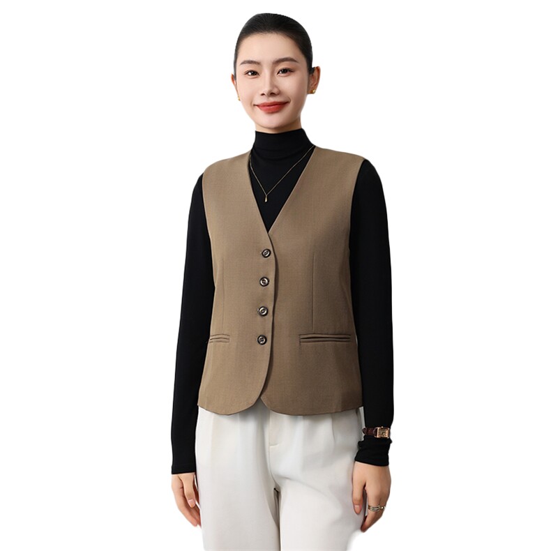 四季通用时尚简约休闲商务通勤高级感复古金扣马甲,女装马甲,明成直播供货