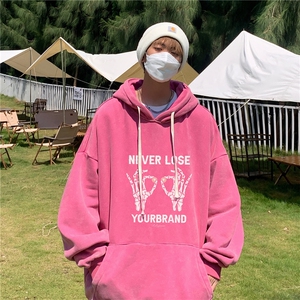 新款秋冬港风宽松连帽套头卫衣X5667-常规P70控88-加绒P80控98图片