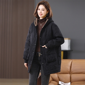 加绒外套女棉衣棉服2024新款冬季加厚夹棉中长款棉袄图片