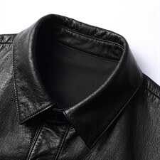 DLSN22135海宁皮衣男牛皮风衣外套韩版修身商务男装P1050，男装皮衣，电商B360