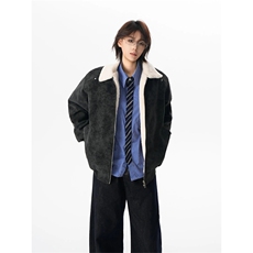 现货冬季美拉德毛领雾面PU皮棉服加绒加厚保暖百搭设计款情侣棉衣，男装棉衣，电商A443