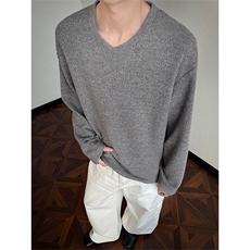 秋季时尚V领320g重磅抓毛肌理感大码长袖T恤男T24510-特P40控78，男装T恤，电商A001-1