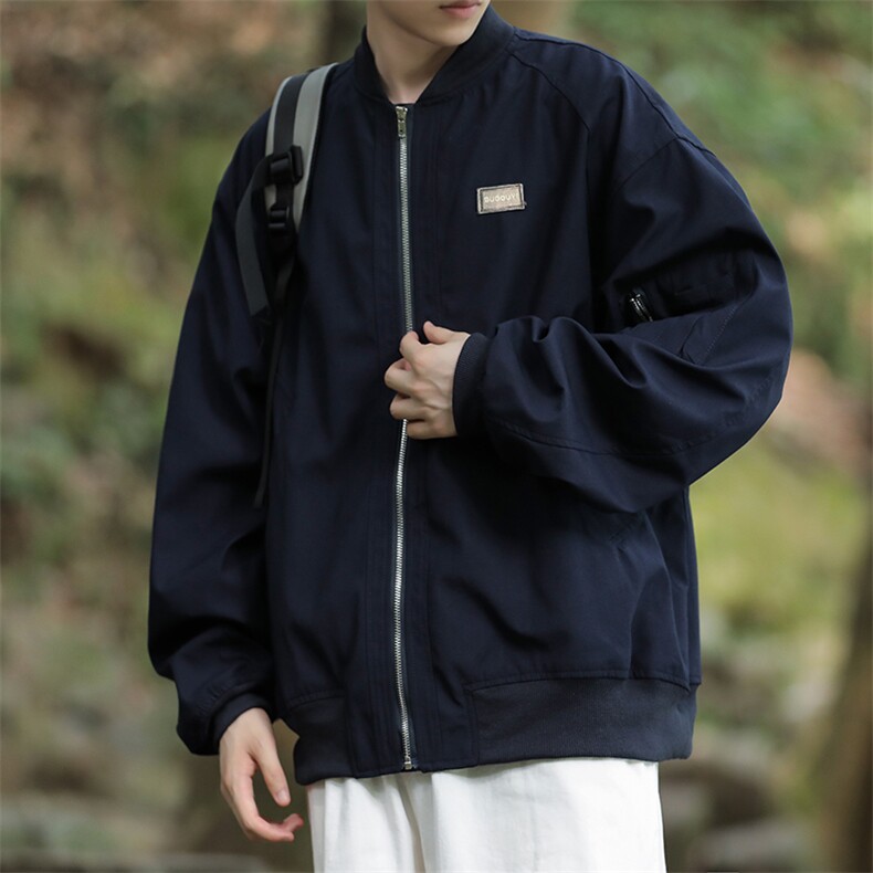 夹克男韩版潮流拉链口袋个性棒球服帅2025秋冬季ins外套W5205-P65图片