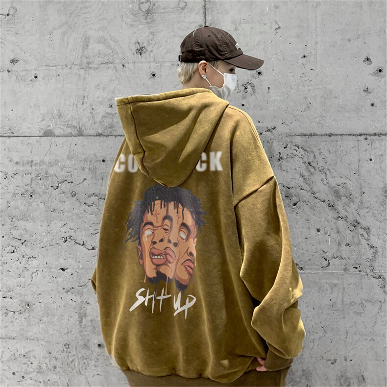 男装加绒连帽卫衣23秋冬新款头像印花男生外套XZ514-2-W6672-P78,女装短外套,星座514-2(原B239)