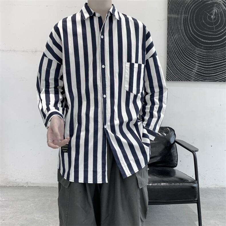 夏新款中袖衬衣潮男宽松七分袖大码衬衣A177/CS03/P45图片