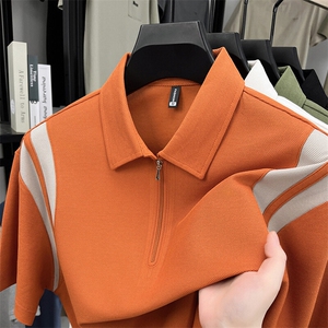 Z5007春夏男士新款短袖T恤青年修身户外阔版拉链体恤休闲POLO衫,男装Polo衫,电商B360